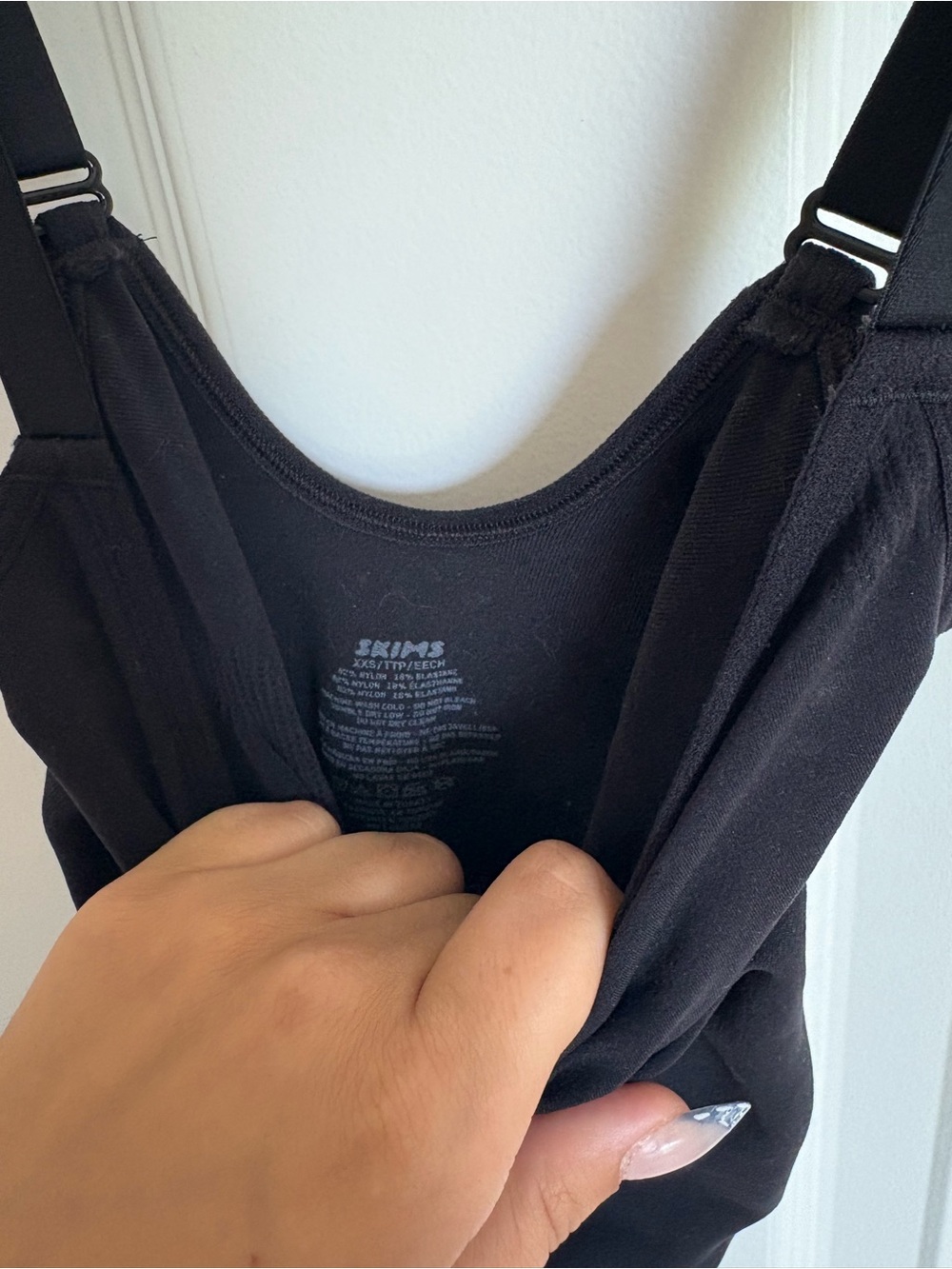 SKIMS Black Scoop Neck Adjustable-Strap Tank